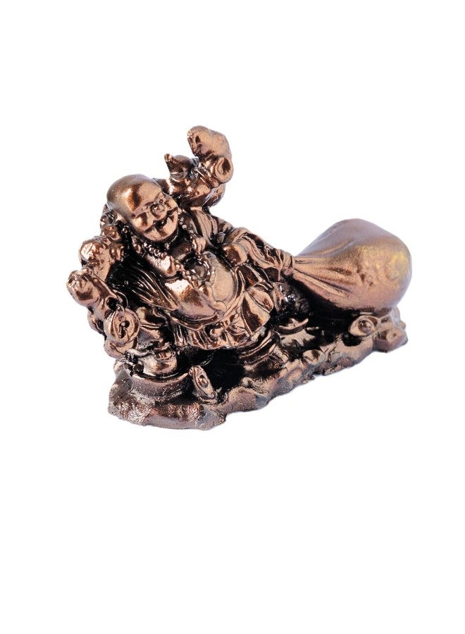 GOODMARTS Golden Feng Shui Laughing Buddha, Happy Man Drag Money Bag for Home Office Decor, Wealth, Good Luck, 8 cm - Image 4